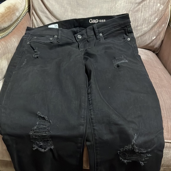 Gap black distressed high rise jeans - Picture 1 of 7